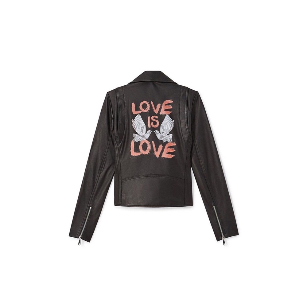 Rebecca Minkoff Wes Love Doves Leather Moto Jacket - Picture 2 of 2